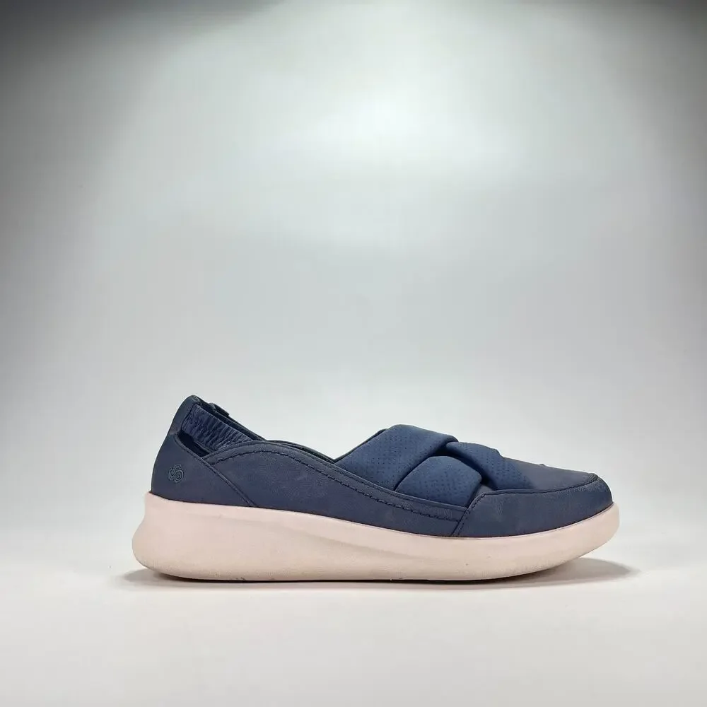 Clarks Sillian 2.0 Star Blue Cross Band Slip On Loafer Shoes Women's Size 6.5M